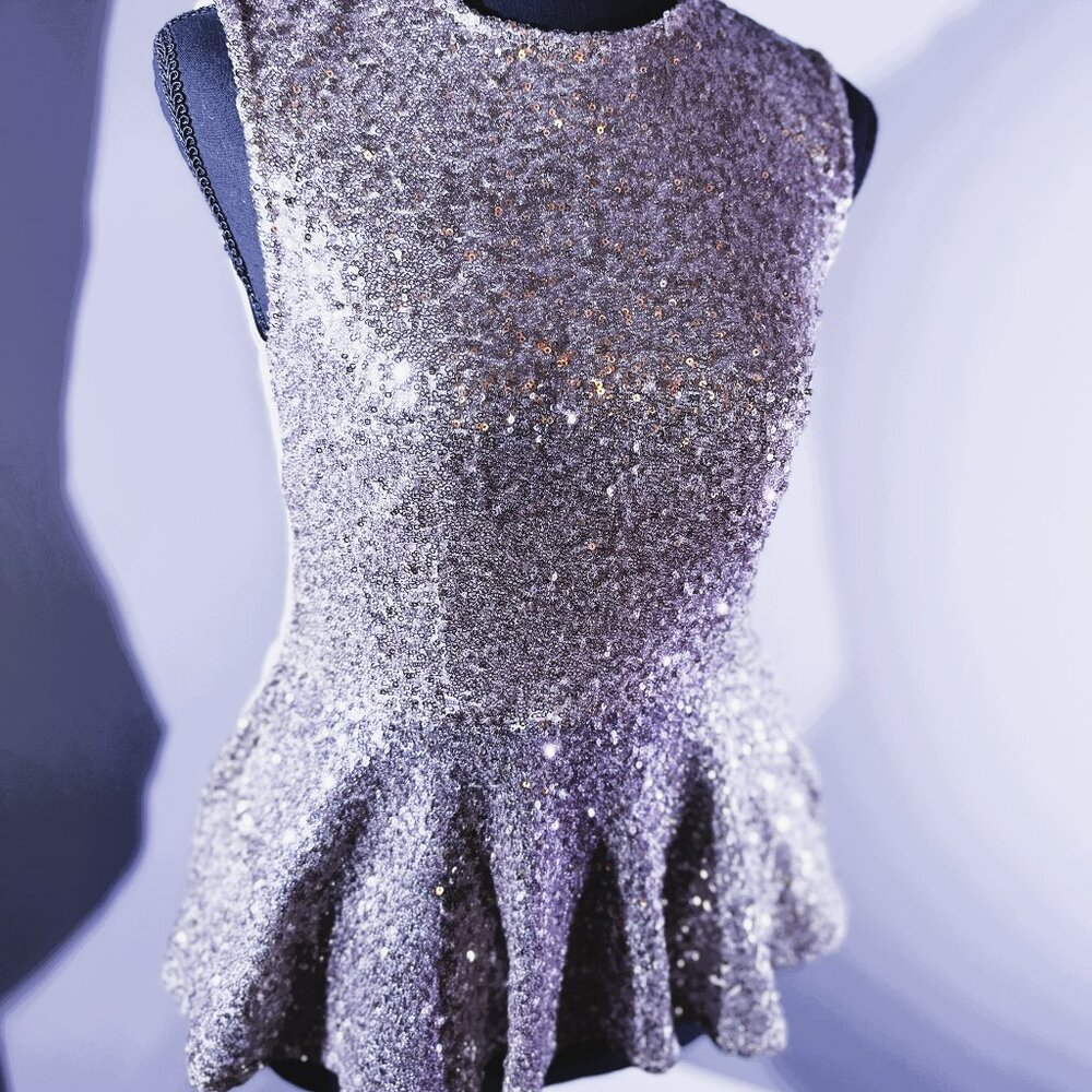Rose Gold Sequin Peplum Top